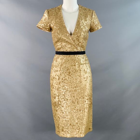 BURBERRY LONDON Size 2 Gold Black Viscose Blend Sequined Cocktail Dress - Picture 1 of 7
